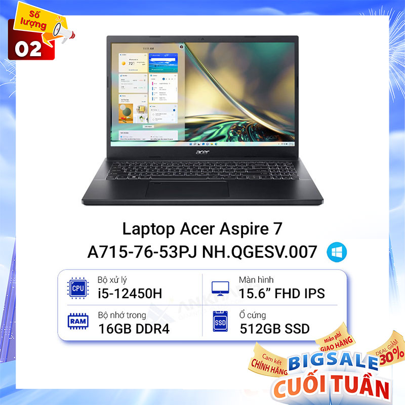 Laptop Acer Aspire 7 A715-76-53PJ NH.QGESV.007 (i5-12450H)