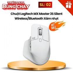 Chuột Logitech MX Master 3S Silent Wireless/Bluetooth Xám nhạt (Grey) (910-006562)