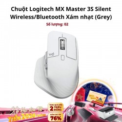 Chuột Logitech MX Master 3S Silent Wireless/Bluetooth Xám nhạt (Grey) (910-006562)