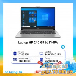Laptop HP 240 G9 6L1Y4PA Core i7-1255U/8GB/256SSD/14.0FHD/W11SL/BẠC