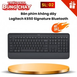 Bàn phím không dây Logitech K650 Signature Bluetooth Wireless màu đen (Graphite)