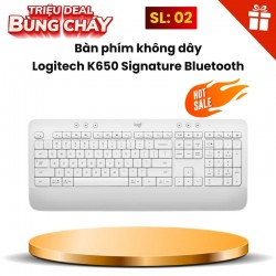 Bàn phím không dây Logitech K650 Signature Bluetooth Wireless màu trắng (Off-white)