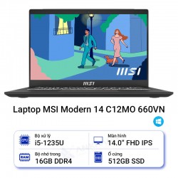 Laptop MSI Modern 14 C12MO 660VN