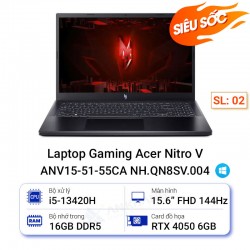 Laptop Gaming Acer Nitro V ANV15-51-55CA NH.QN8SV.004 (i5-13420H/16GB/512GB/RTX 4050/15.6 inch FHD 144Hz/Win11/Đen)