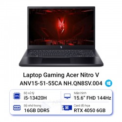 Laptop Gaming Acer Nitro V ANV15-51-55CA NH.QN8SV.004 (i5-13420H/16GB/512GB/RTX 4050/15.6 inch FHD 144Hz/Win11/Đen)