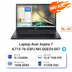 Laptop Acer Aspire 7 A715-76-53PJ NH.QGESV.007 (i5-12450H/16GB/512GB/15.6 inch FHD/Win11)