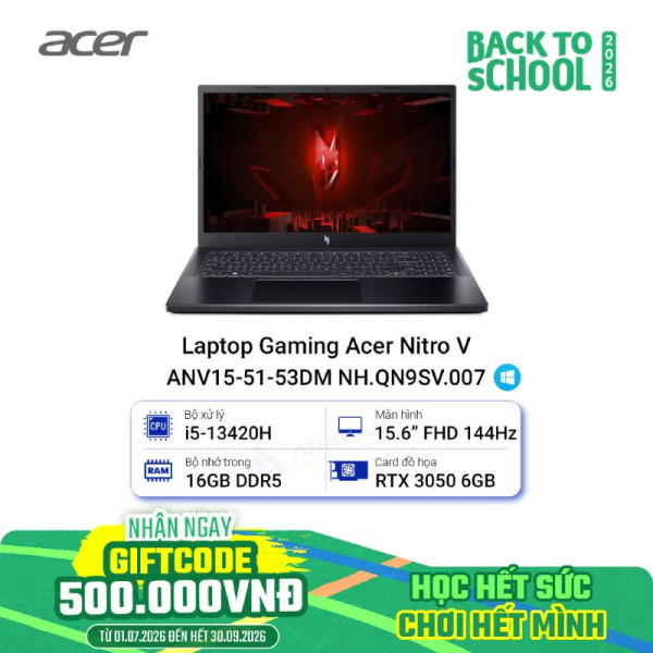 Laptop Gaming Acer Nitro V ANV15-51-53DM NH.QN9SV.007