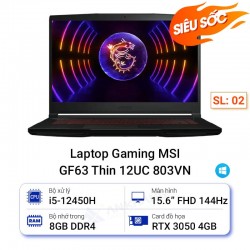 Laptop Gaming MSI GF63 Thin 12UC 803VN