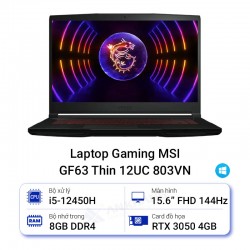 Laptop Gaming MSI GF63 Thin 12UC 803VN