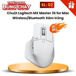 Chuột Logitech MX Master 3S for Mac Wireless/Bluetooth Xám trắng (910-006574)