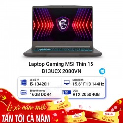 Laptop Gaming MSI Thin 15 B13UCX 2080VN