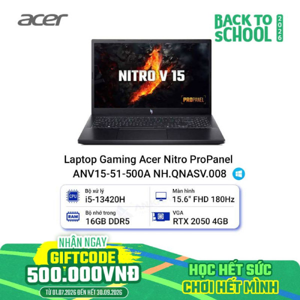 Laptop Gaming Acer Nitro ProPanel ANV15-51-500A NH.QNASV.008