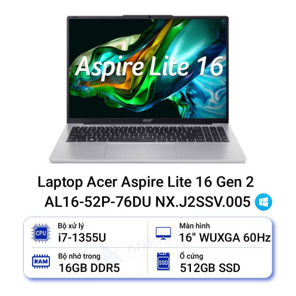 Laptop Acer Aspire Lite 16 Gen 2 AL16-52P-76DU NX.J2SSV.005