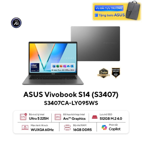 Laptop ASUS Vivobook S14 S3407CA-LY095WS