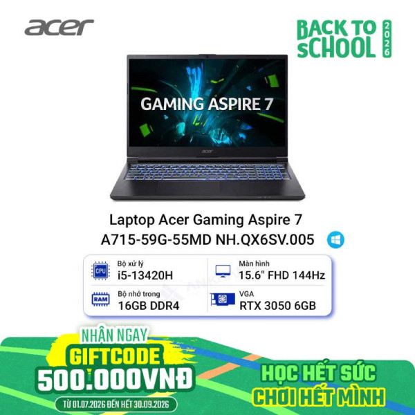 Laptop Acer Gaming Aspire 7 A715-59G-55MD NH.QX6SV.005 
