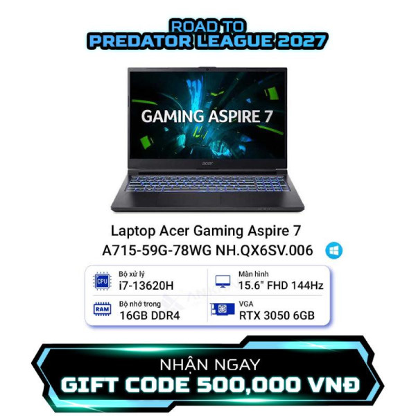 Laptop Acer Gaming Aspire 7 A715-59G-78WG NH.QX6SV.006