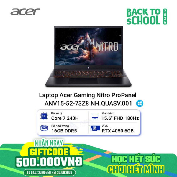 Laptop Acer Gaming Nitro ProPanel ANV15-52-73Z8 NH.QUASV.001