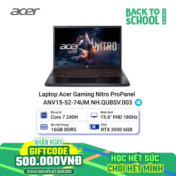 Laptop Acer Gaming Nitro ProPanel ANV15-52-74UM NH.QUBSV.003