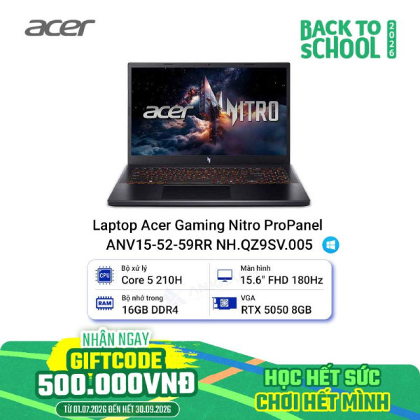 Laptop Acer Gaming Nitro ProPanel  ANV15-52-59RR NH.QZ9SV.005