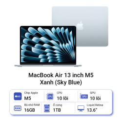 MacBook Air 13 inch M5 10CPU/10GPU/16GB/1TB - Sky Blue (MDHJ4SA/A)