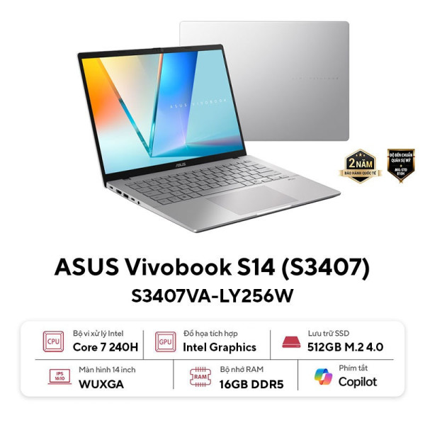 Laptop ASUS Vivobook S14 S3407VA-LY256W
