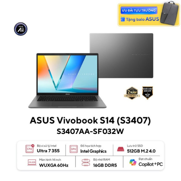 Laptop ASUS Vivobook S14 S3407AA-SF032W