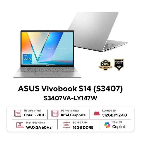 Laptop ASUS Vivobook S14 S3407VA-LY147W