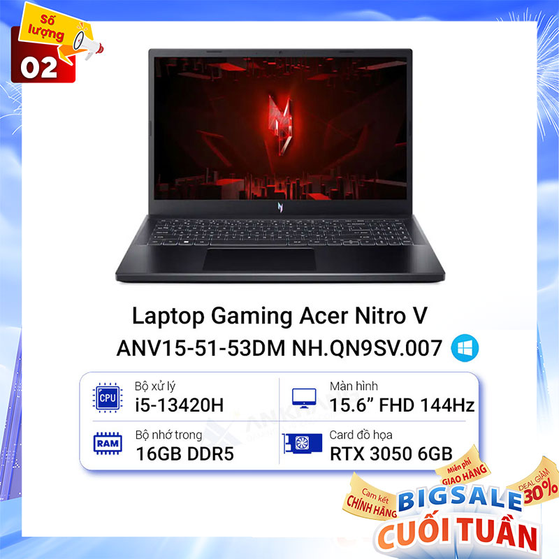 Laptop Gaming Acer Nitro V ANV15-51-53DM NH.QN9SV.007