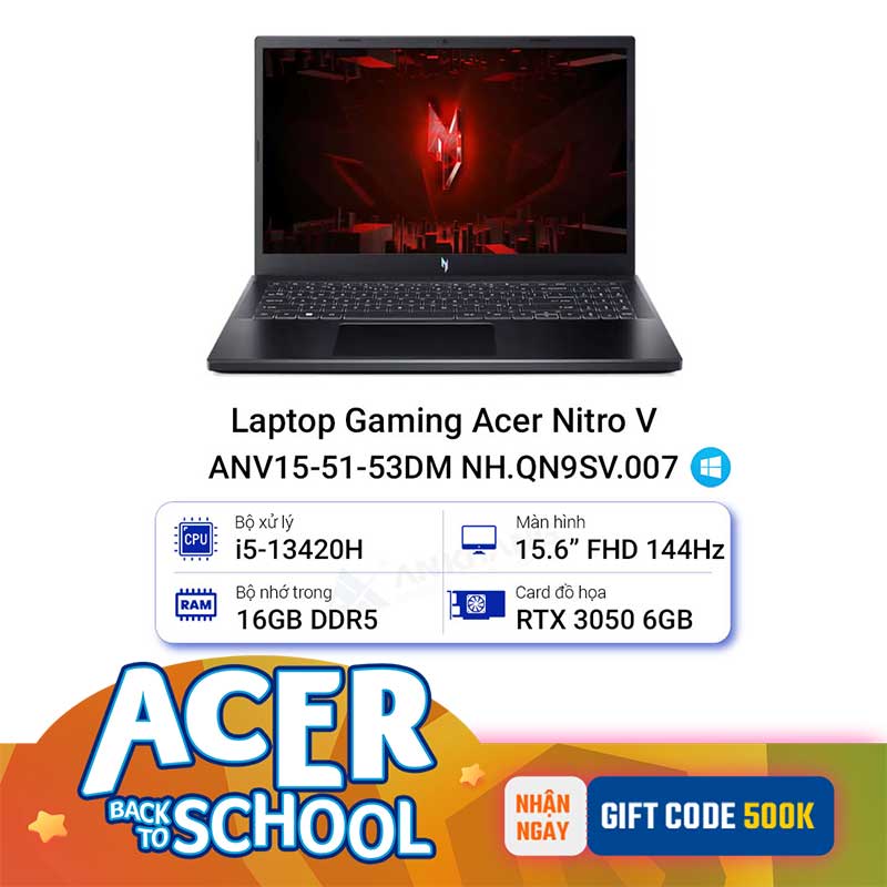 Laptop Gaming Acer Nitro V ANV15-51-53DM NH.QN9SV.007