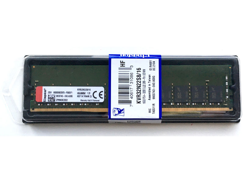 Ram PC Kingston 16GB DDR4 3200MHz D4-3200U22 1Rx8 UDIMM (KVR32N22S8/16)