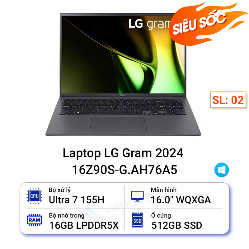 Laptop LG Gram 2024 16Z90S-G.AH76A5