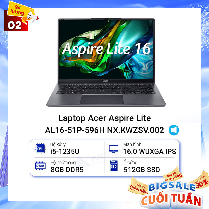 Laptop Acer Aspire Lite AL16-51P-596H NX.KWZSV.002