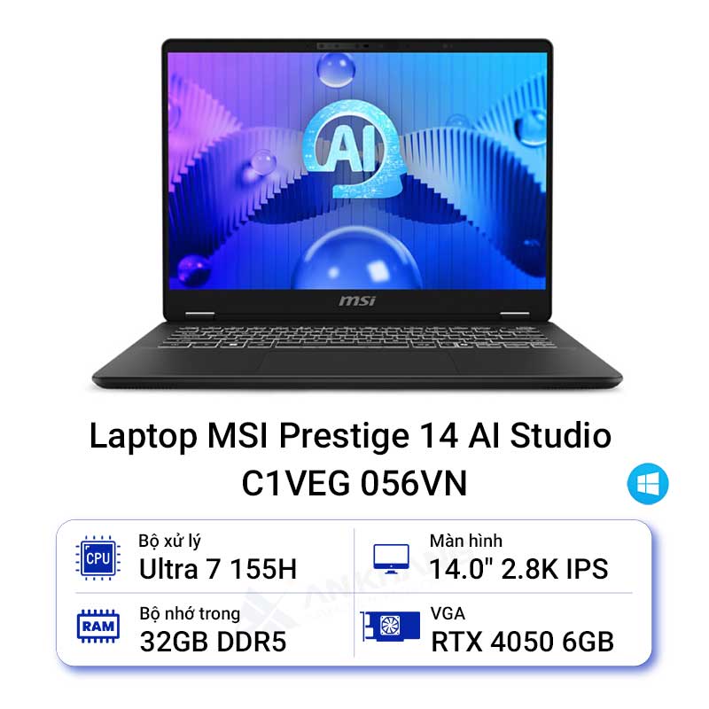 Laptop MSI Prestige 14 AI Studio C1VEG 056VN 