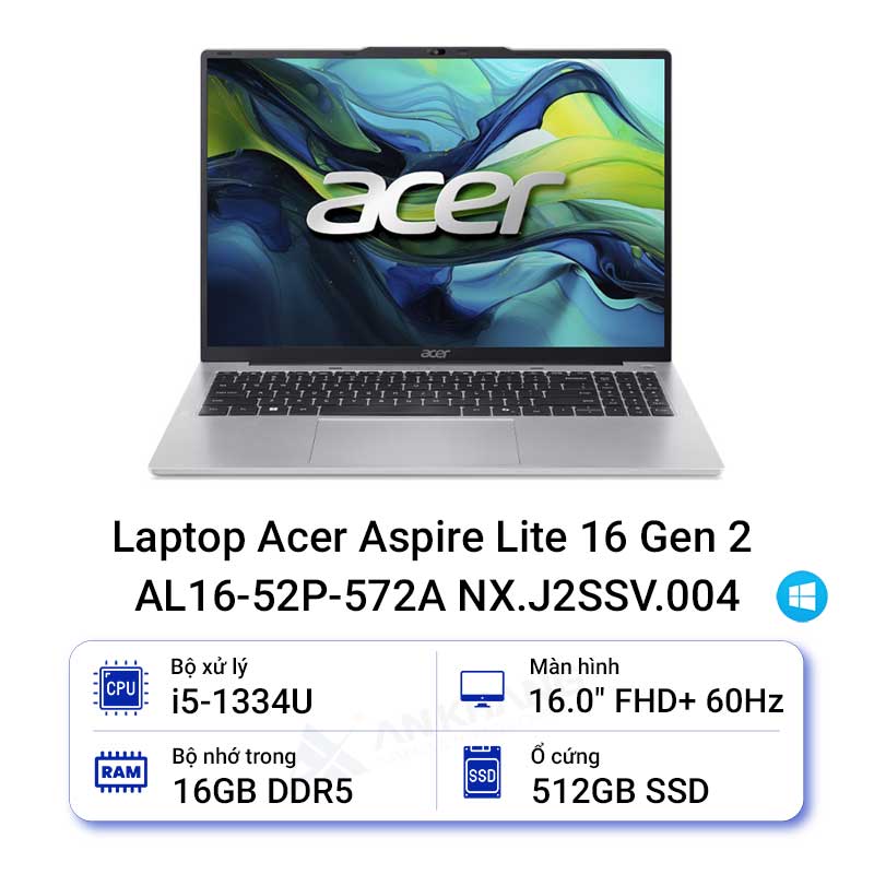 Laptop Acer Aspire Lite 16 Gen 2 AL16-52P-572A NX.J2SSV.004