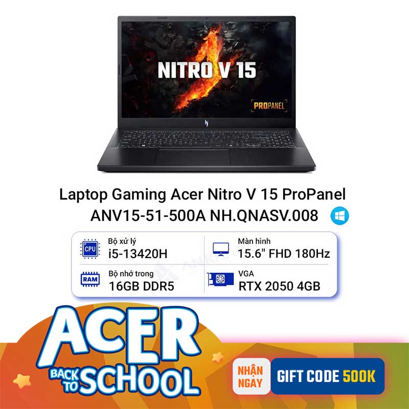 Laptop Gaming Acer Nitro V 15 ProPanel ANV15-51-500A NH.QNASV.008