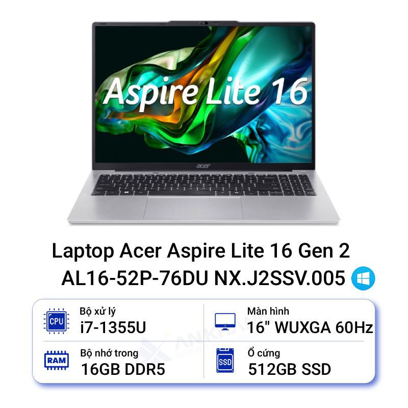 Laptop Acer Aspire Lite 16 Gen 2 AL16-52P-76DU NX.J2SSV.005