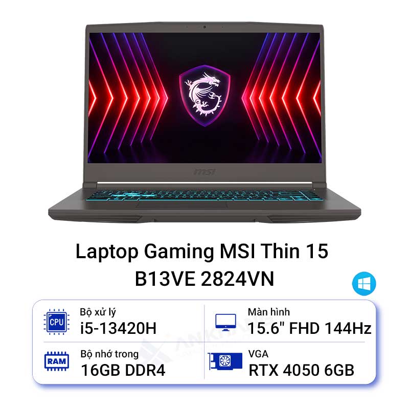 Laptop Gaming MSI Thin 15 B13VE 2824VN