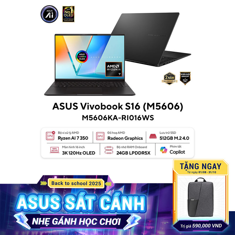 Laptop ASUS Vivobook S 16 OLED M5606KA-RI016WS
