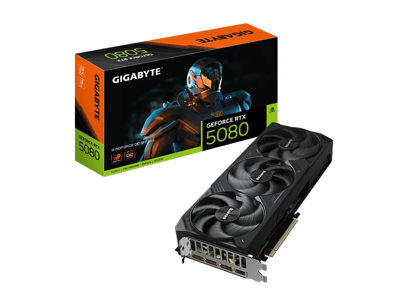 VGA Gigabyte GeForce RTX 5080 WINDFORCE OC SFF 16G GV-N5080WF3OC-16GD