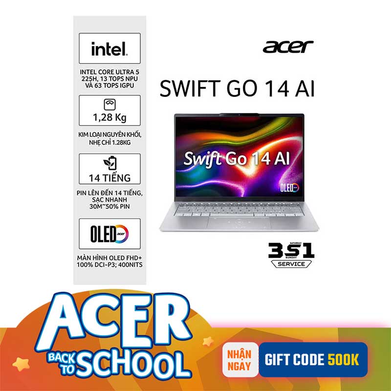 Laptop Acer Swift Go 14 AI SFG14-74-58FJ NX.JF8SV.005