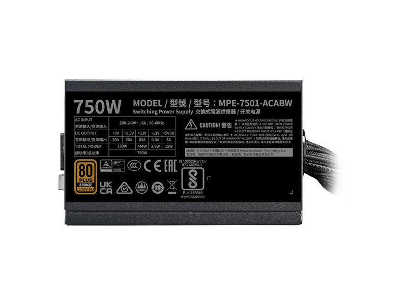Nguồn Cooler Master MWE Bronze 750 V3 230V MPE-7501-ACABW-3BEU