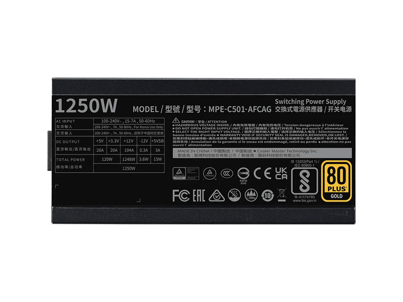 Nguồn Cooler Master MWE Gold 1250 V2 ATX3.1 MPE-C501-AFCAG-3EU