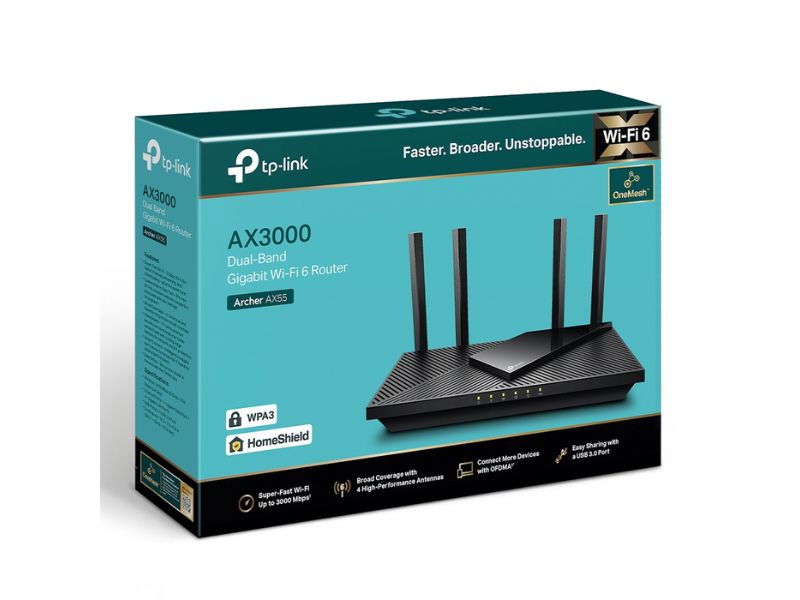 Bộ phát Wifi TP-Link Archer AX55 Wi-Fi 6 Băng Tần Kép AX3000