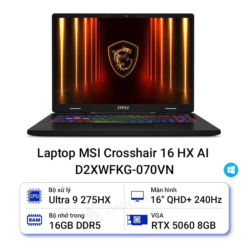 Laptop MSI Crosshair 16 HX AI D2XWFKG-070VN