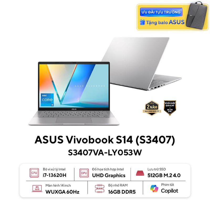 Laptop ASUS Vivobook S14 S3407VA-LY053W