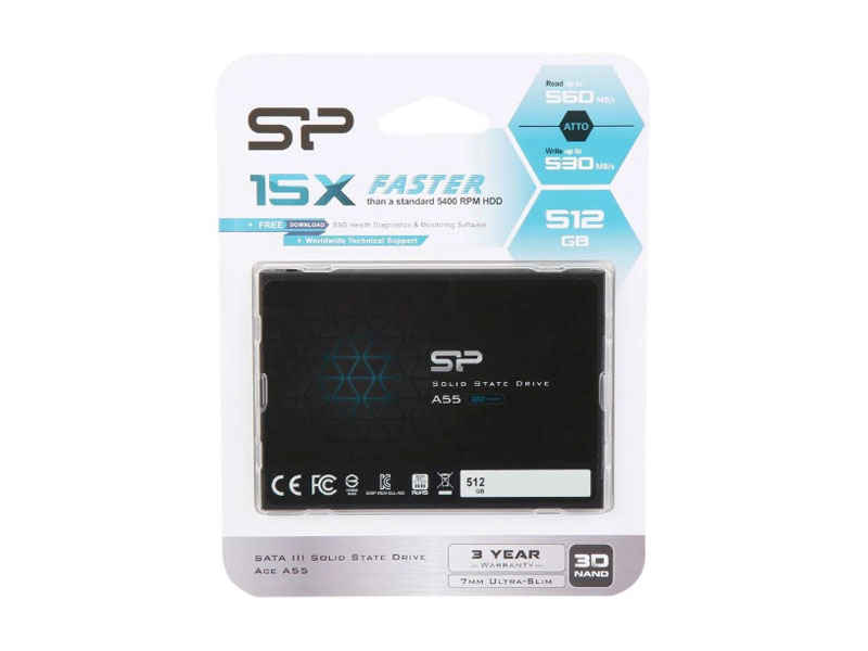 Ổ cứng SSD Silicon A55 512GB 2.5inch Sata (500-450MB/s)