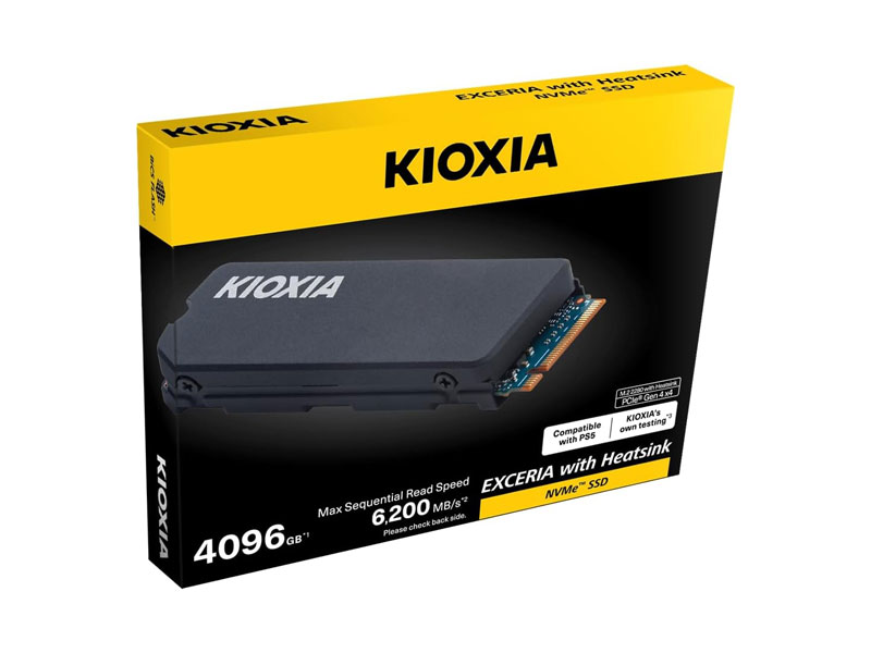 Ổ cứng SSD Kioxia Exceria Heatsink 4TB NVME PCIe4x4 LSC11K4T09G8 tản (6200-4800MB/s)