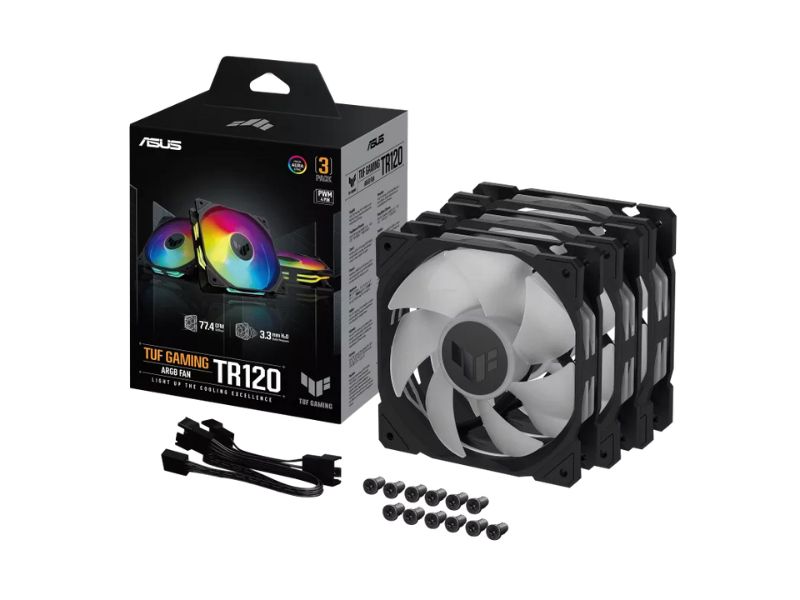 Bộ 3 quạt tản nhiệt ASUS TUF Gaming TR120 ARGB (Màu đen)