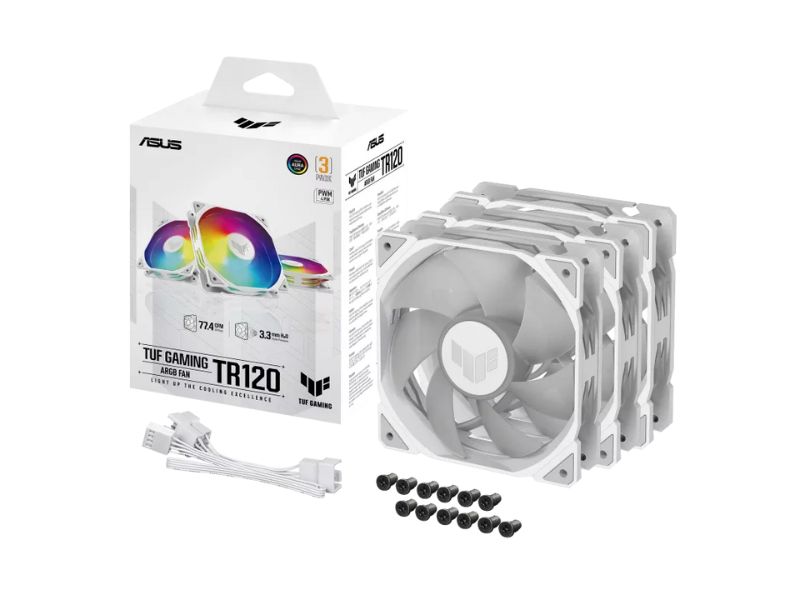 Bộ 3 quạt tản nhiệt ASUS TUF Gaming TR120 ARGB (Màu trắng)