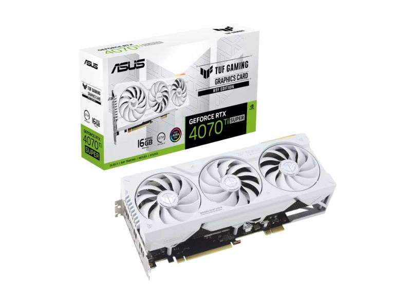 VGA ASUS TUF Gaming GeForce RTX 4070 Ti SUPER BTF 16GB GDDR6X Trắng (TUF-RTX4070TIS-16G-BTF-WHITE)